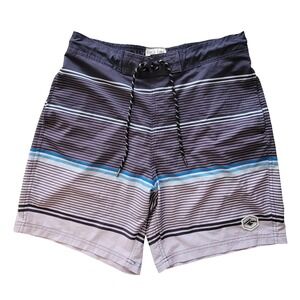 Spicy Tuna Board Shorts Mens Medium Purple Stripe Stretch Swim Trunks Drawstring